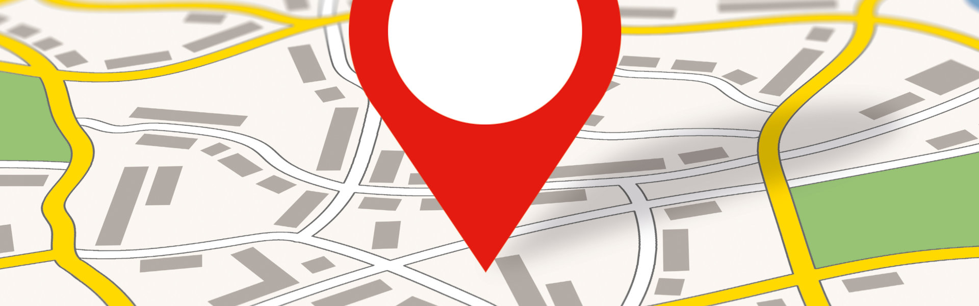 map with red pin